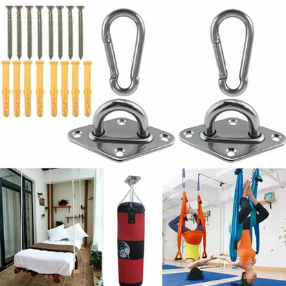 2 Set Heavy-Duty Ceiling Wall Mount Hooks Swing Chair Eye Plate Brackets