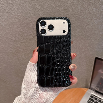 Glossy Crocodile Leather Case for iPhone 11-17 Air Pro Max Plus Frameless