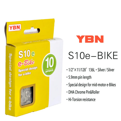 E-Bike Chain YBN 8/9/10/11/12 Speed for Bosch Shimano Mid-Motor Systems