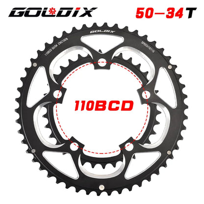 GOLDIX 110BCD Double Chainring 50-34T for Road Bike Crankset, 9/10/11 Speed Folding Bike