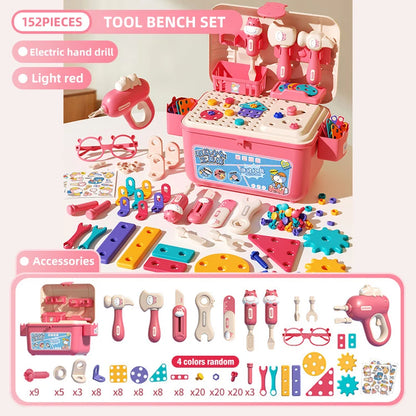 Toolbox Simulation Drill Assembly Toy for Children Home Play