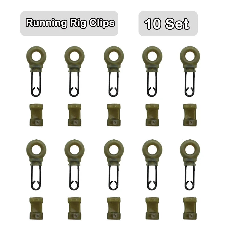 10 Sets Carp Fishing Rig Rings Clips Quick Change Swivel Links Tackle Kit