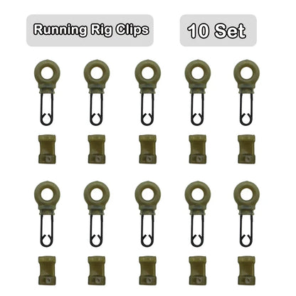 10 Sets Carp Fishing Rig Rings Clips Quick Change Swivel Links Tackle Kit