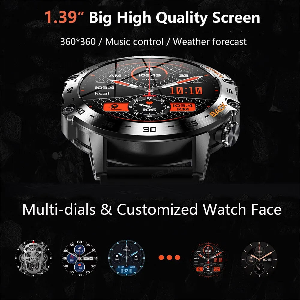 MELANDA Steel 1.39" Bluetooth Call Smart Watch Men Sports Fitness Tracker Watches IP67 Waterproof Smartwatch for Android IOS K52-EXPROTAS