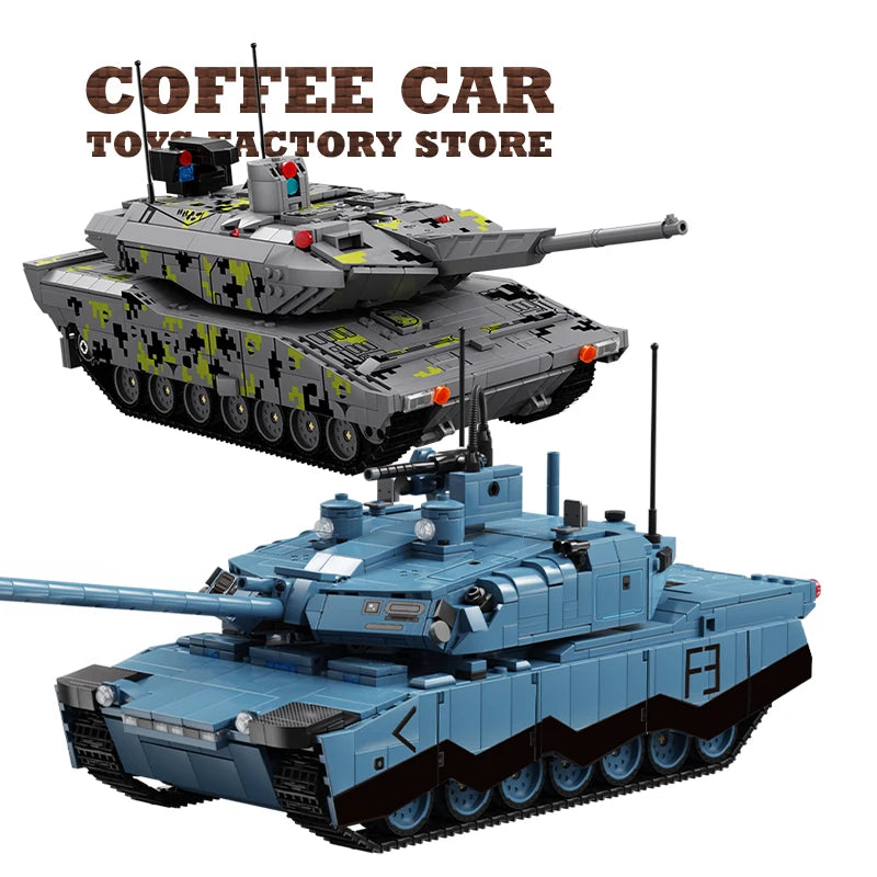 WW2 T-14 Main Battle Tank Building Blocks Armored Vehicle MOC Model Toy Gift