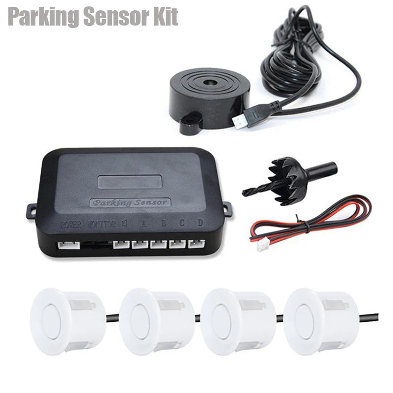 Car Parking Sensor 12V Ultrasonic 4 Sensors Buzzer Reverse Alert System