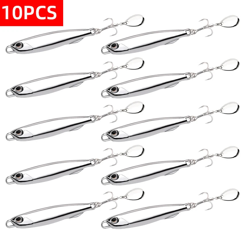 10pcs Fishing Lure Metal Jig Baits Sea Saltwater Casting Tackle 7g-80g
