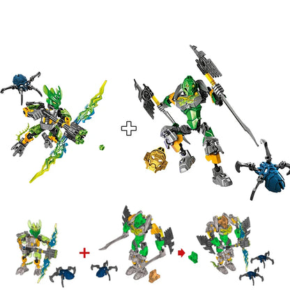 Superheroes Bionicle Golden Mask Robot Mecha Building Blocks Bricks Boys Toys