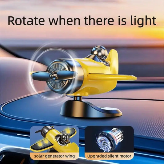 Solar Powered Car Ornament Airplane 360° Rotating Dashboard Decor