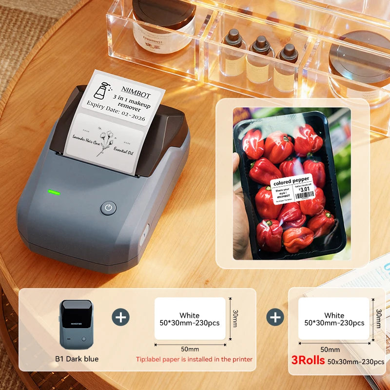 Niimbot B1 Portable Thermal Label Printer Mini Bluetooth Sticker Maker