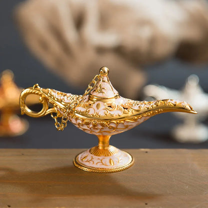 12cm Classic Aladdin Magic Genie Lamp Incense Burner Retro Wishing Oil Decor