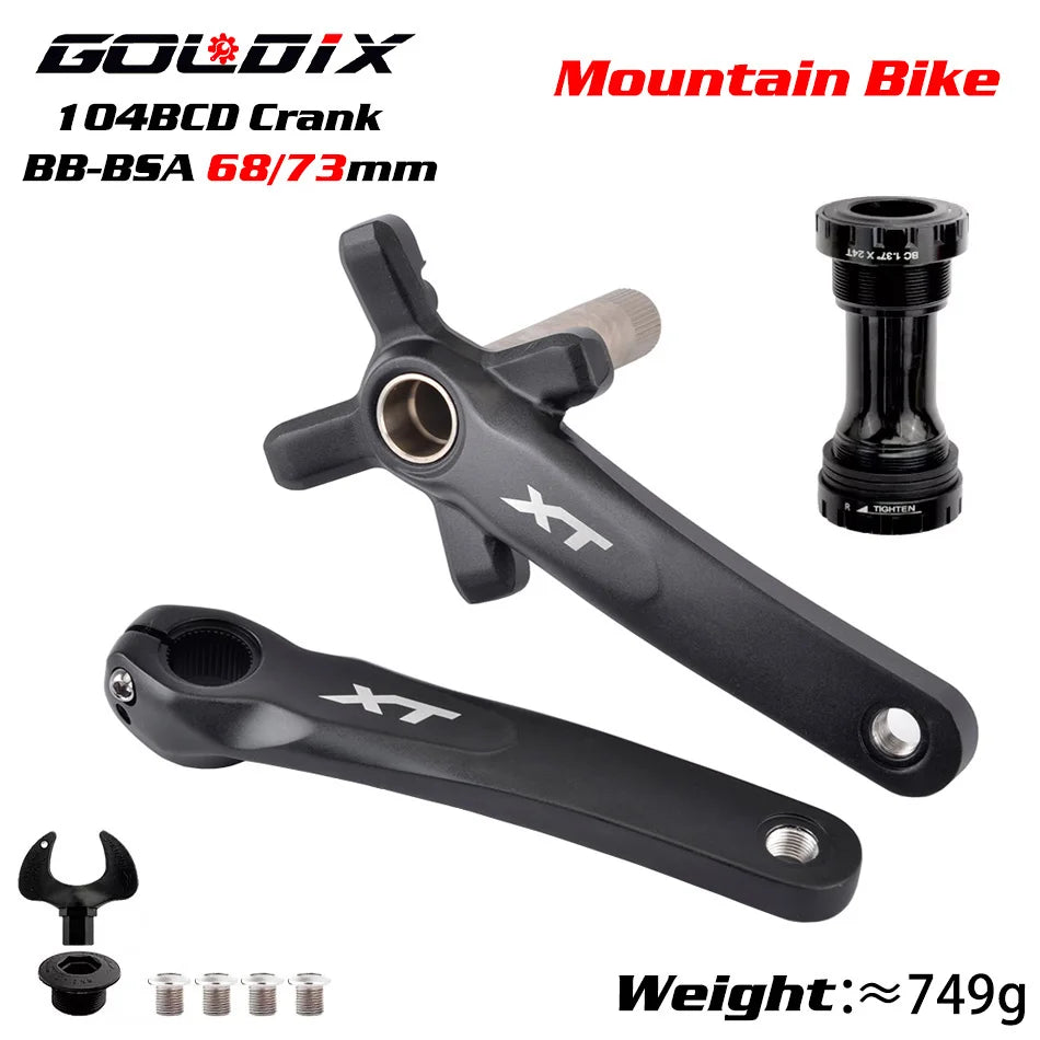 XT Bicycle Crankset 104BCD MTB Bike Crank Chainring Bike 170mm 175mm Black Round Oval 32T 34T 36T 38T Aluminum Alloy with Bottom-EXPROTAS