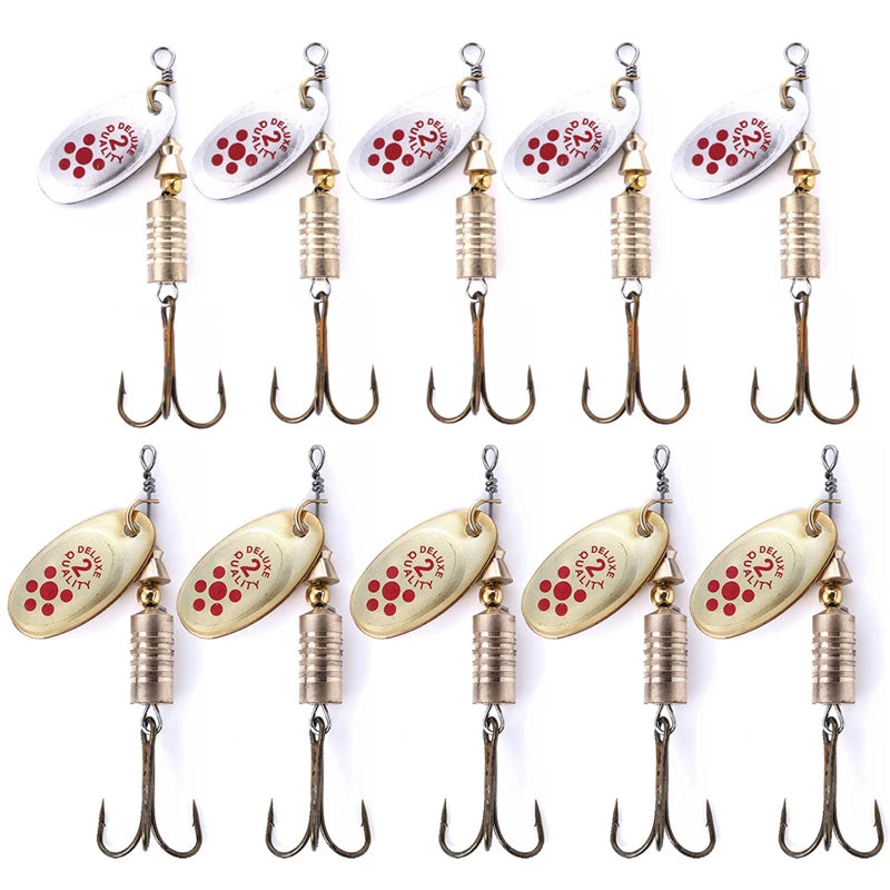 10Pcs Metal Bait Fishing Spinner Spoon Lures for Bass Trout Perch Pike