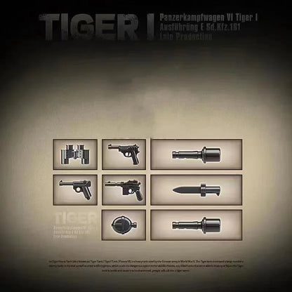 WW2 German Tiger I Tank Building Blocks Military Toy Set for Kids