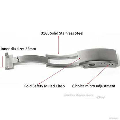 Stainless Steel Deployment Clasp for Seiko Watch Band 18mm 20mm 22mm Silver