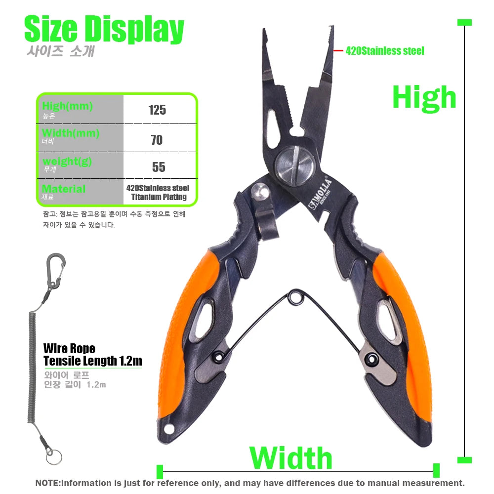 Fishing Pliers Hook Multi-tool Line Cutter Remover Snips Scissors 420 Steel