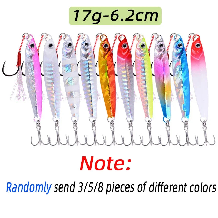3/5/8pcs Metal Jig Fishing Lure Set 7g-40g Sea Shore Casting Saltwater
