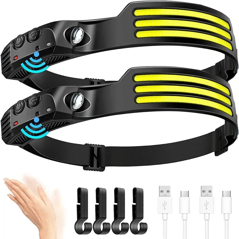 Rechargeable Head Lamp 1200mAh LED Waterproof Torch USB Headlamp Bright
