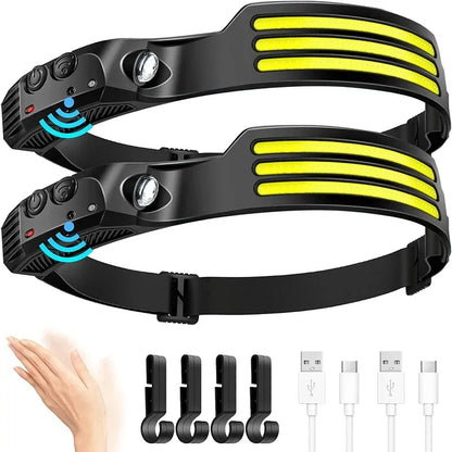 Rechargeable Head Lamp 1200mAh LED Waterproof Torch USB Headlamp Bright