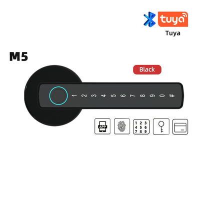 RAYKUBE Tuya BLE Fingerprint Door Lock Digital Electronic Lock with Password/Key/IC Card/ Smartlife/ Tuya APP Unlock-EXPROTAS