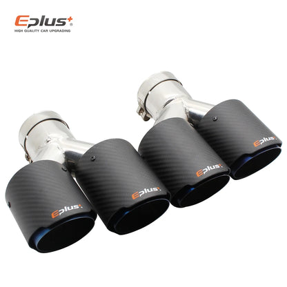 EPLUS Car Carbon Fiber Matte Muffler Tip Y Shape Double Exit Exhaust Pipe Mufflers Nozzle Decoration Universal Stainless Blue-EXPROTAS