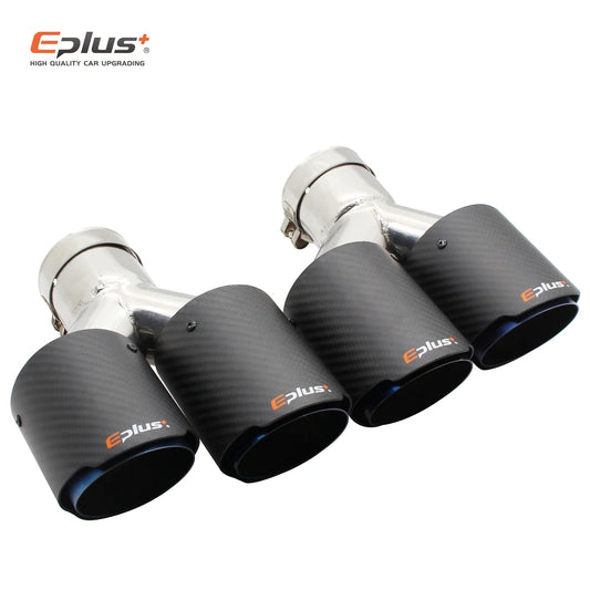 EPLUS Car Carbon Fiber Matte Muffler Tip Y Shape Double Exit Exhaust Pipe Mufflers Nozzle Decoration Universal Stainless Blue-EXPROTAS