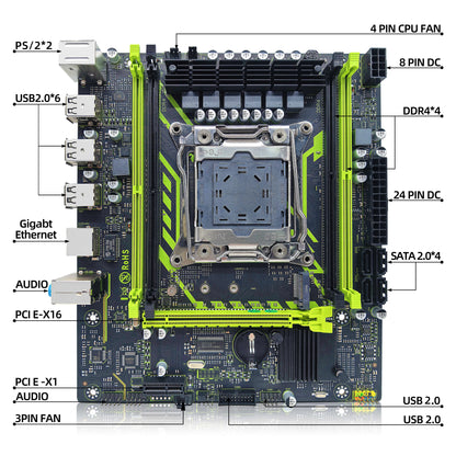ZSUS X99-8D4 Motherboard Set Kit With LGA2011-3 Xeon E5 2650 V4 CPU DDR4 16GB (1*16GB) 2133MHZ RAM Memory NVME M.2 SATA-EXPROTAS