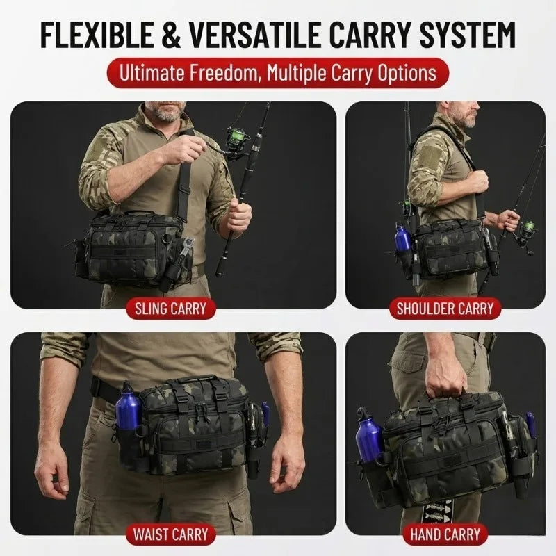 Fishing Tackle Bag Waterproof Shoulder Rod Storage Gear Outdoor 40cm