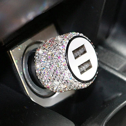Bling Car Charger 5V 2.1A Dual Port Fast Adapter Vehicle Interior Accessory