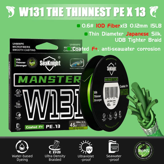 150M SeaKnight W131 Braided Fishing Line 0.16mm 22LB Saltwater Coated