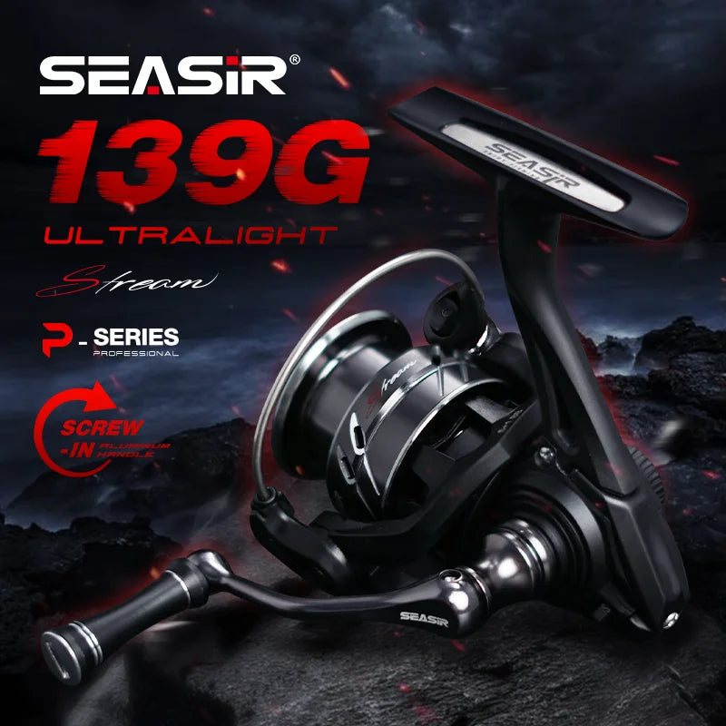Ultralight Spinning Reel 139g 5+1BB 6kg Drag Seasir Stream Carbon Washers