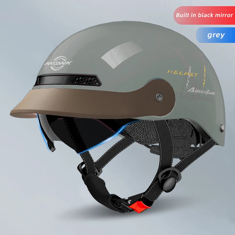 MOWK Motorcycle Vintage Half Helmet Summer Breathable Men Women Electric Jet Scooter Open Face Helmets Reflective Safety Helmets