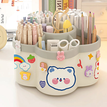 Rotating Pen Holder Large Capacity Desk Organizer Storage Box for Brushes