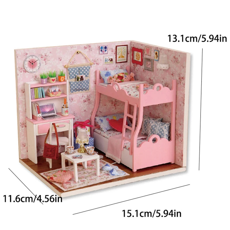 DIY Miniature Dollhouse 3D Puzzle Kit with Furniture & LED Lights Room Decor Gift - EXPROTAS