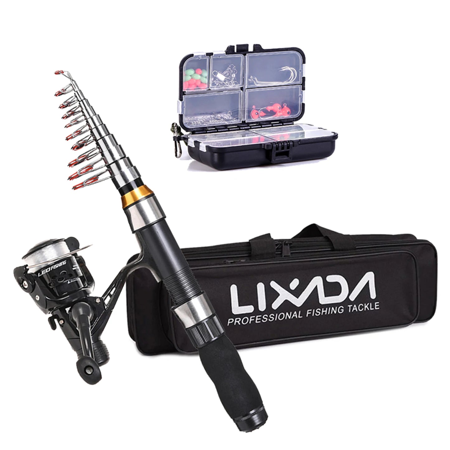 Lixada 2.1m 2.3 m Telescopic Fishing Rod Reel Combo Full Kit Carbon Fiber Rod Pole Spinning Reel Fishing Bag Case Pesca Gear Set-EXPROTAS