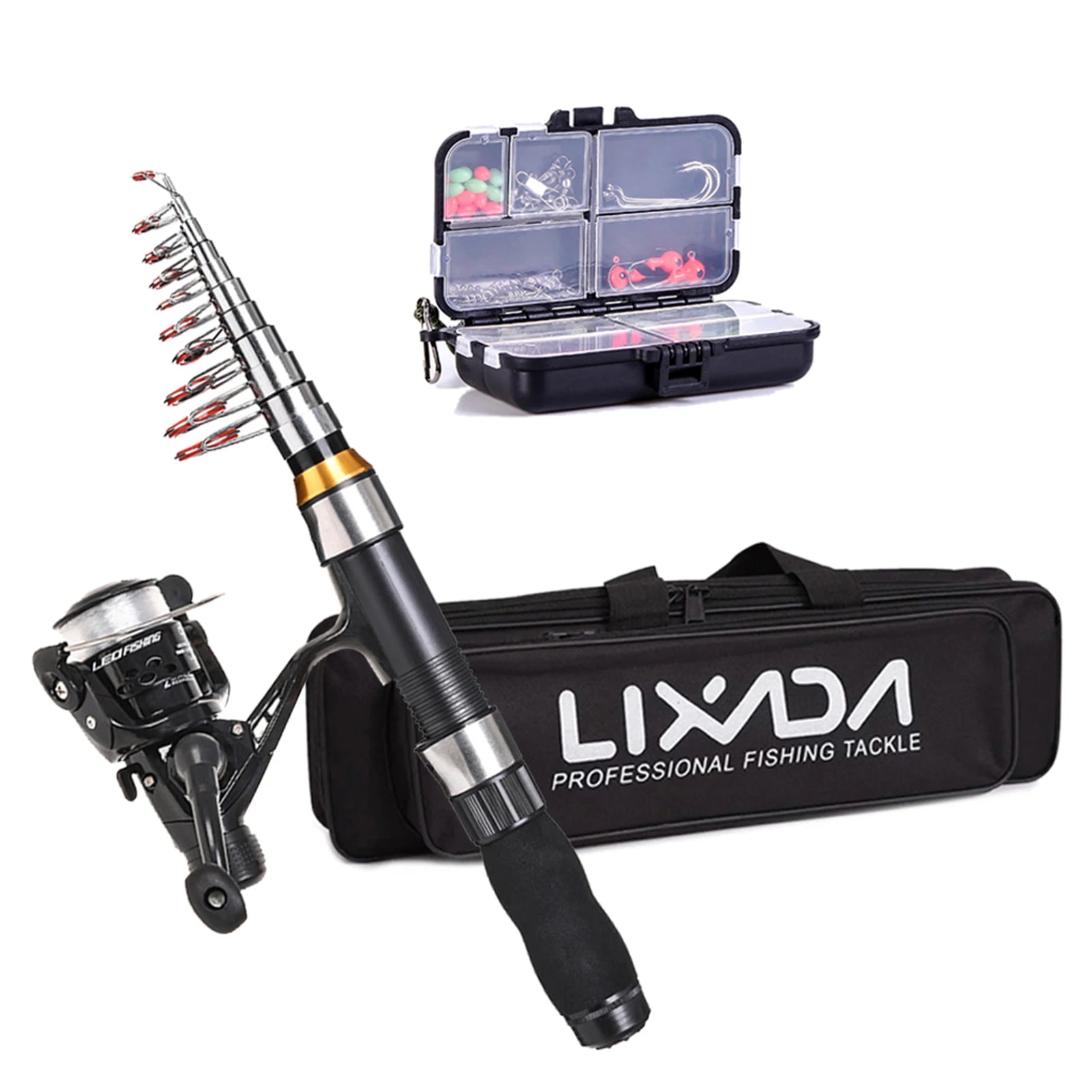 Lixada 2.1m 2.3 m Telescopic Fishing Rod Reel Combo Full Kit Carbon Fiber Rod Pole Spinning Reel Fishing Bag Case Pesca Gear Set-EXPROTAS
