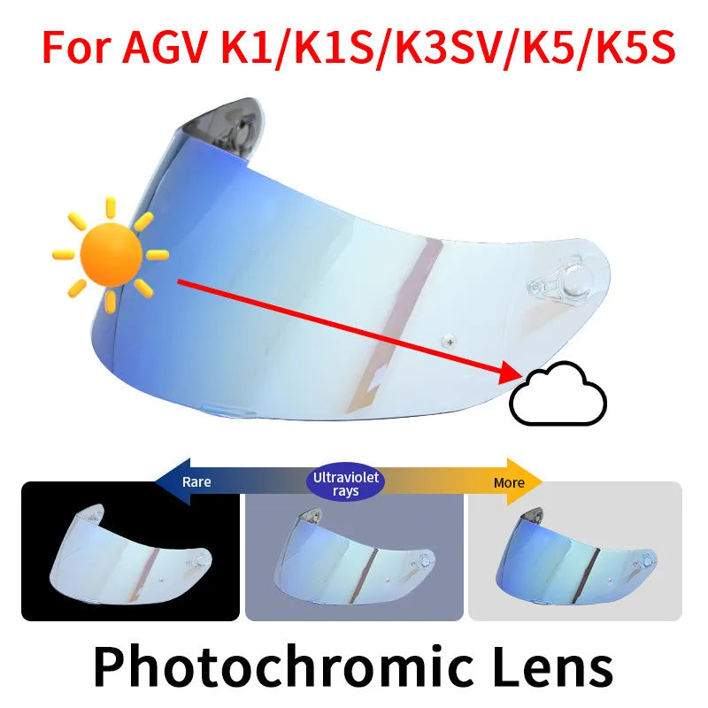 Photochromic Visor for AGV K1 K3SV K5 K5S Helmet Shield Auto Tint Lens