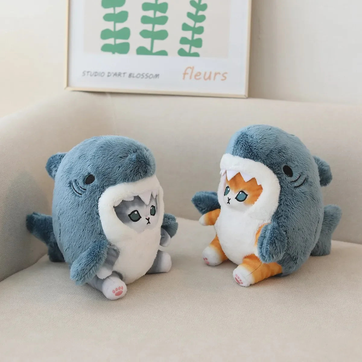Kawaii Shark Cat Plush Soft Stuffed Doll Toy for Kids Birthday Gift