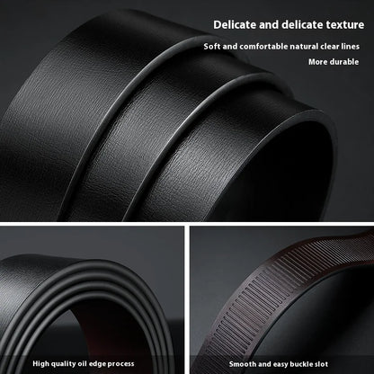 Mens Leather Belts Automatic Buckle Black Brown 105-160cm Jeans Size