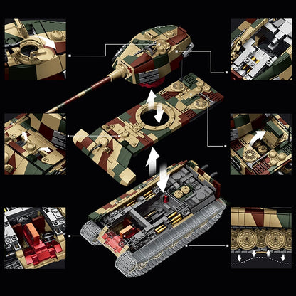 1780Pcs Building Block Tank Model Toy - King Tiger Heavy Brick Set