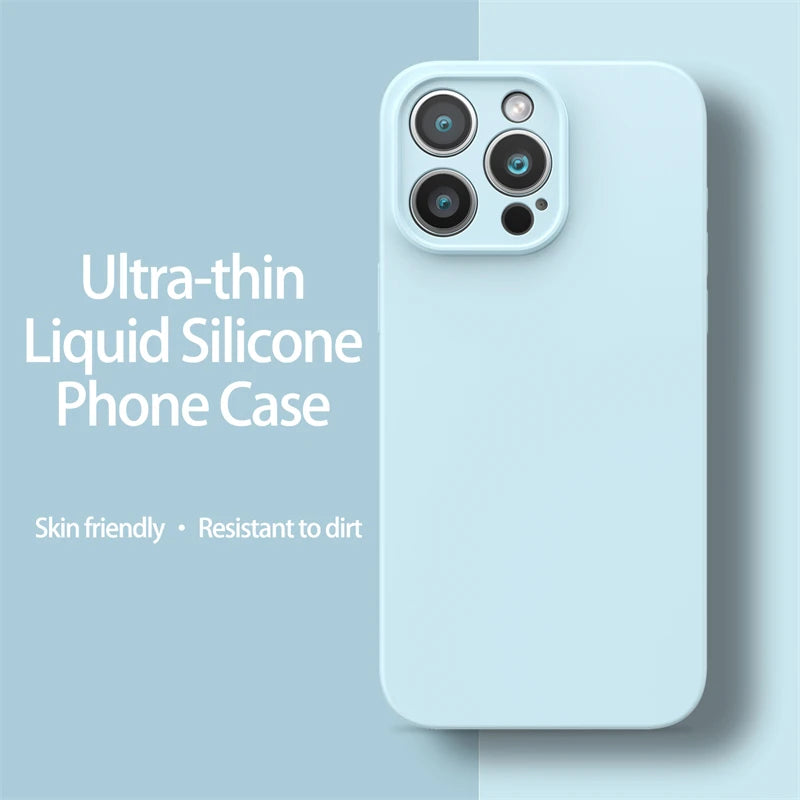 Ultra-Thin Liquid Silicone Case for iPhone 13-16 Pro Max Plus Soft Cover