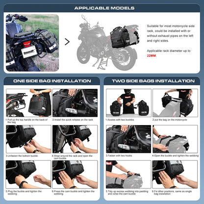 Rhinowalk Motorcycle Saddlebag 20-30L Universal Side Bag Waterproof Inner Bag
