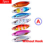 7PCS Metal Cast Jig Spoon 10/15/20/25/30/40G Casting Jigging Fish Sea Bass Fishing Lure Artificial Bait Tackle