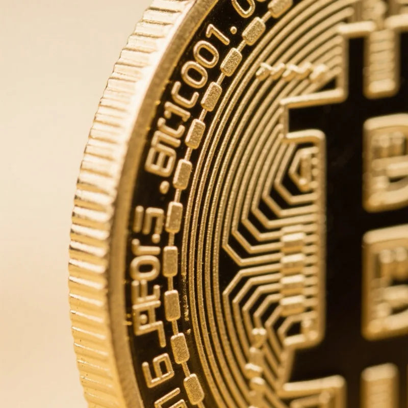 Gold Plated Bitcoin Coin Collectible Art Commemorative Virtual Crypto