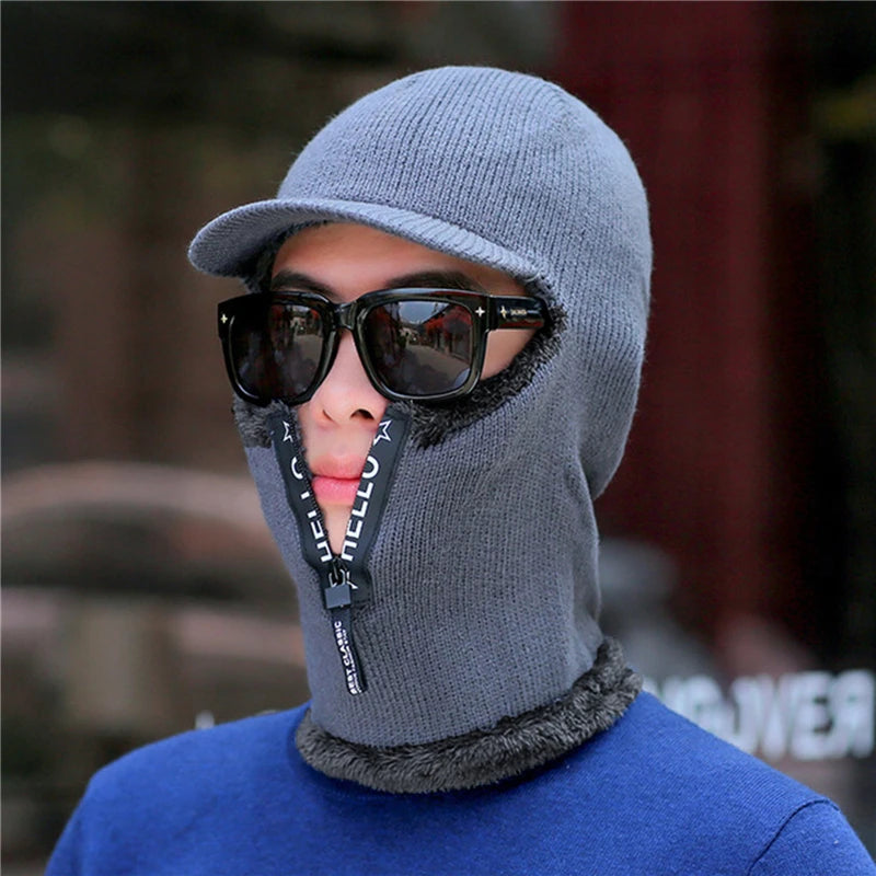 Men's Outdoor Ear Protection Warm Wool Hat Knitted Winter Cap Windproof