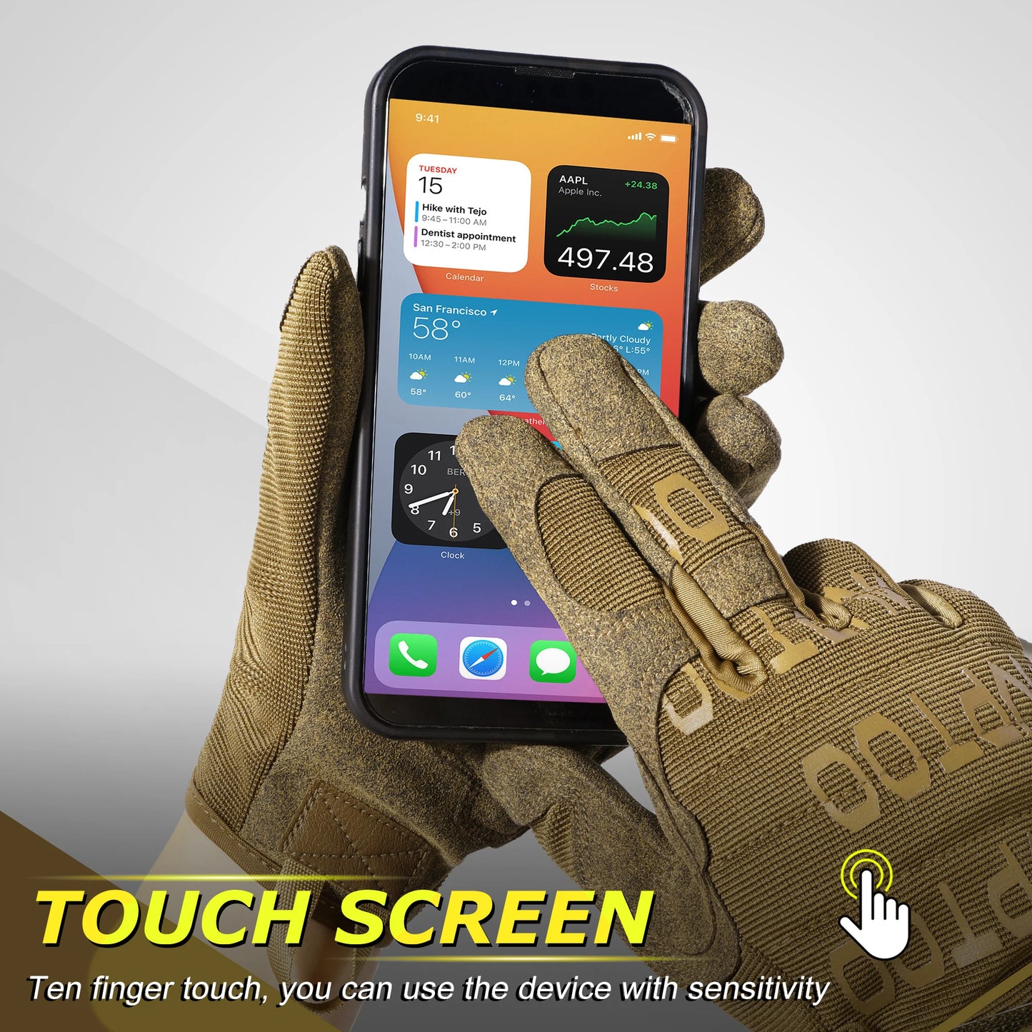 Tactical Gloves Full Finger Army Military Touch Screen Knuckle Protection