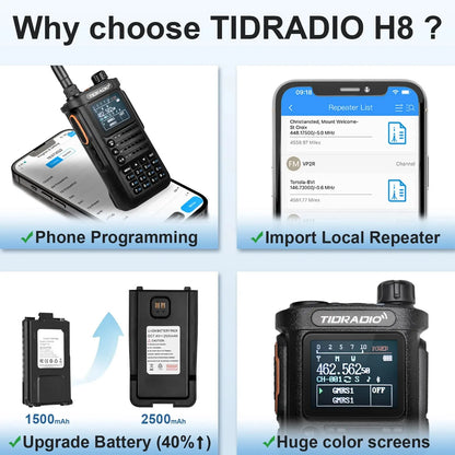 TIDRADIO TD H8 10W High Power Walkie Talkie Long Range Portable Two Way Radio Connection Phone APP Wireless Programming HAM GMRS-EXPROTAS