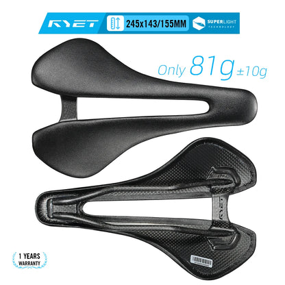 RYET Full Carbon Bike Saddle 81g 87g 7x9mm Carbon Rails Road MTB Gravel