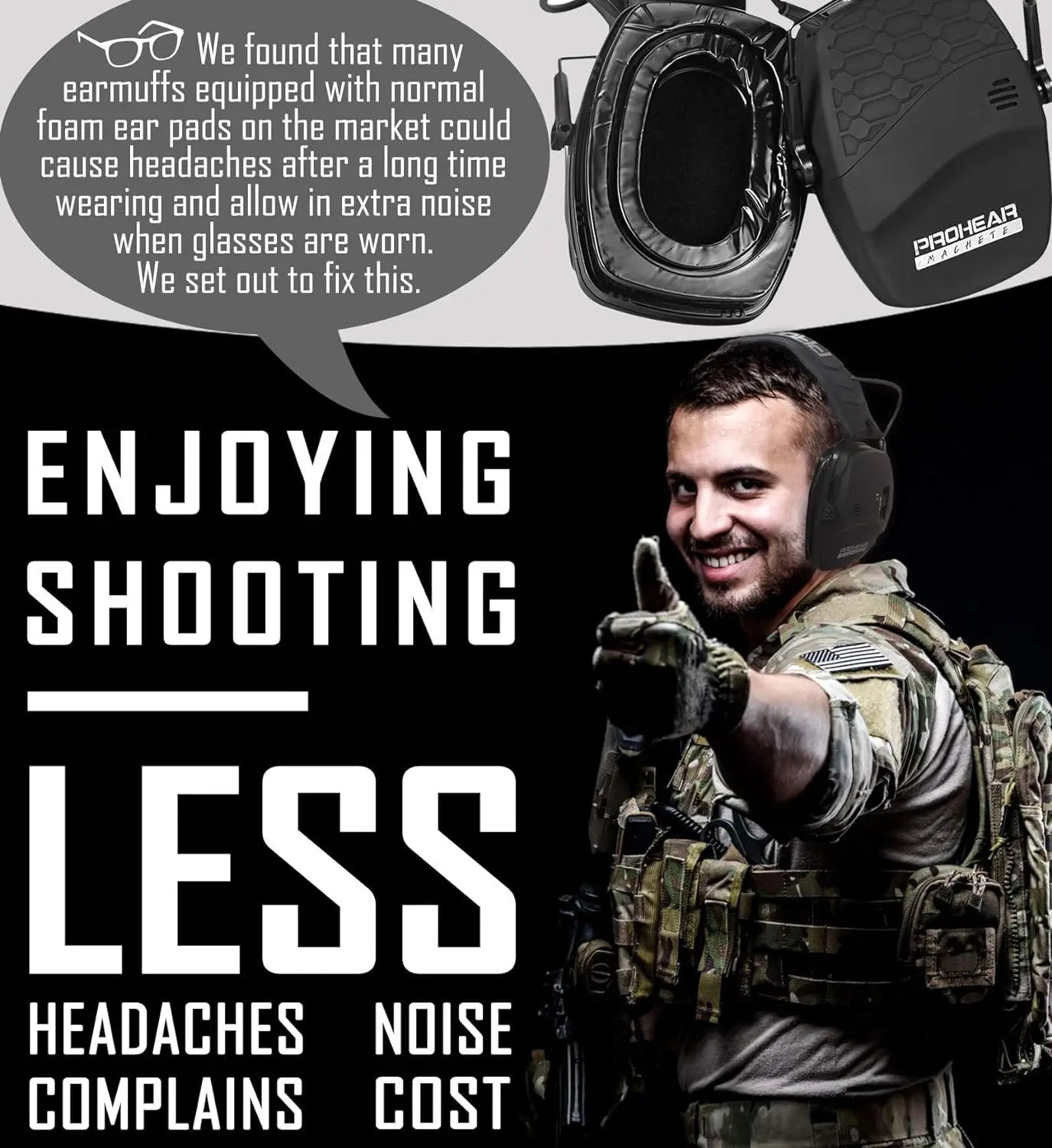 ZOHAN-Tactical Hearing Protectors, Electronic Headphones, Hunting Sound Amplification Earmuffs, Anti Noise Ear Helmets for Shoot-EXPROTAS
