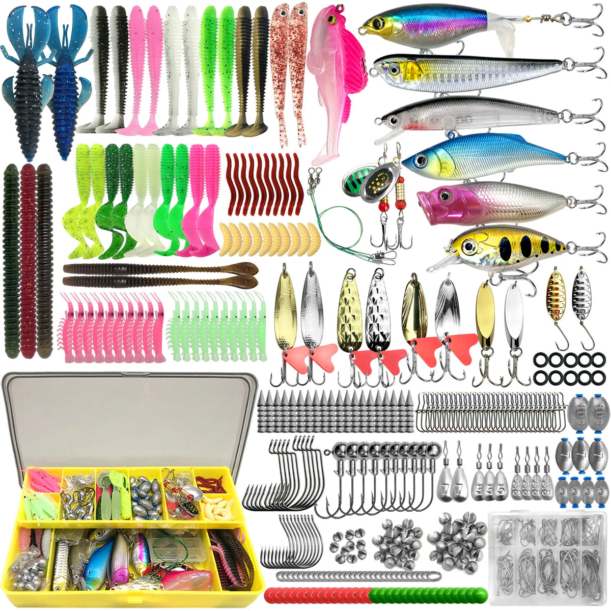 409Pcs Fishing Lure Tackle Box Set for Bass Trout Pike Layered Storage